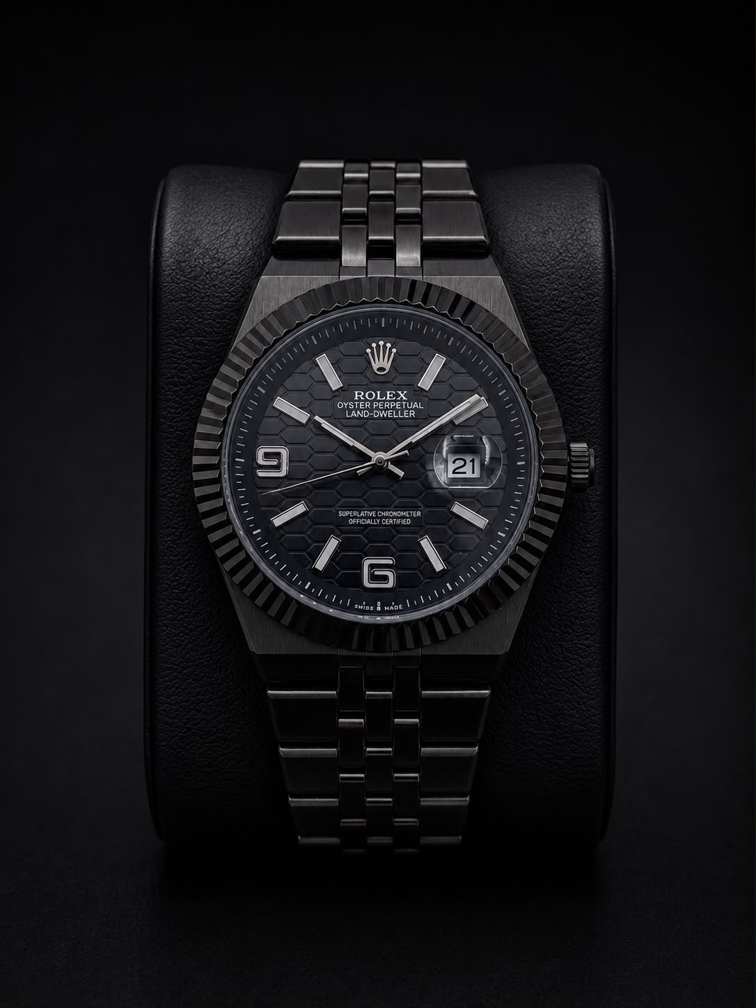 Premium Oyster Perpetual Land-Dweller Men's Watch - Honeycomb Dial Edition