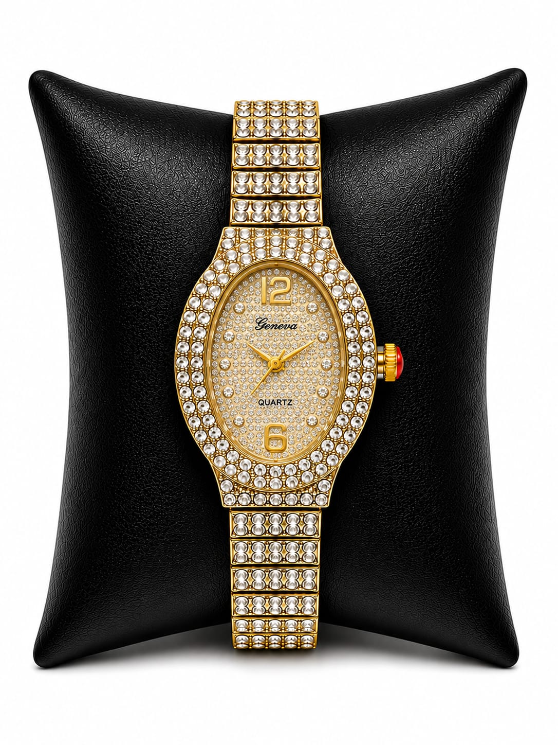Geneva Luxury Crystal Oval Women's Quartz Watch Collection