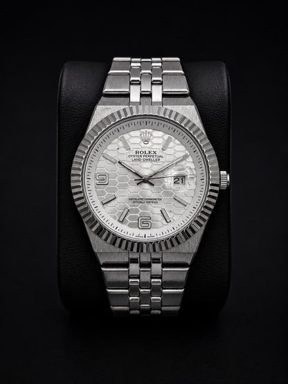Premium Oyster Perpetual Land-Dweller Men's Watch - Honeycomb Dial Edition