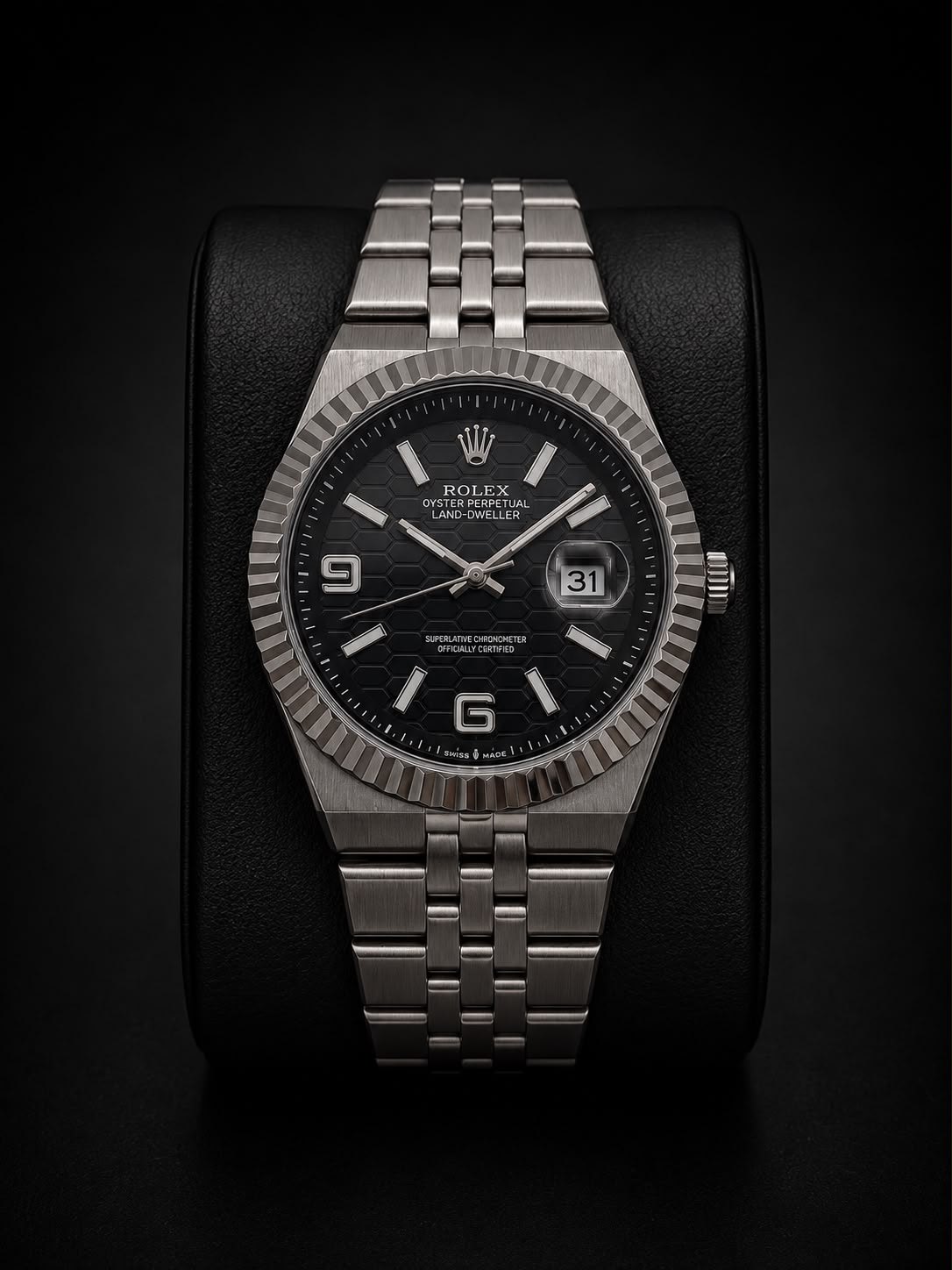 Premium Oyster Perpetual Land-Dweller Men's Watch - Honeycomb Dial Edition