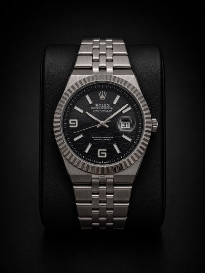 Premium Oyster Perpetual Land-Dweller Men's Watch - Honeycomb Dial Edition