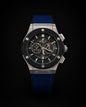 Hublot Style Chronograph Men’s Luxury Watch – Silver Case | Black Skeleton Dial