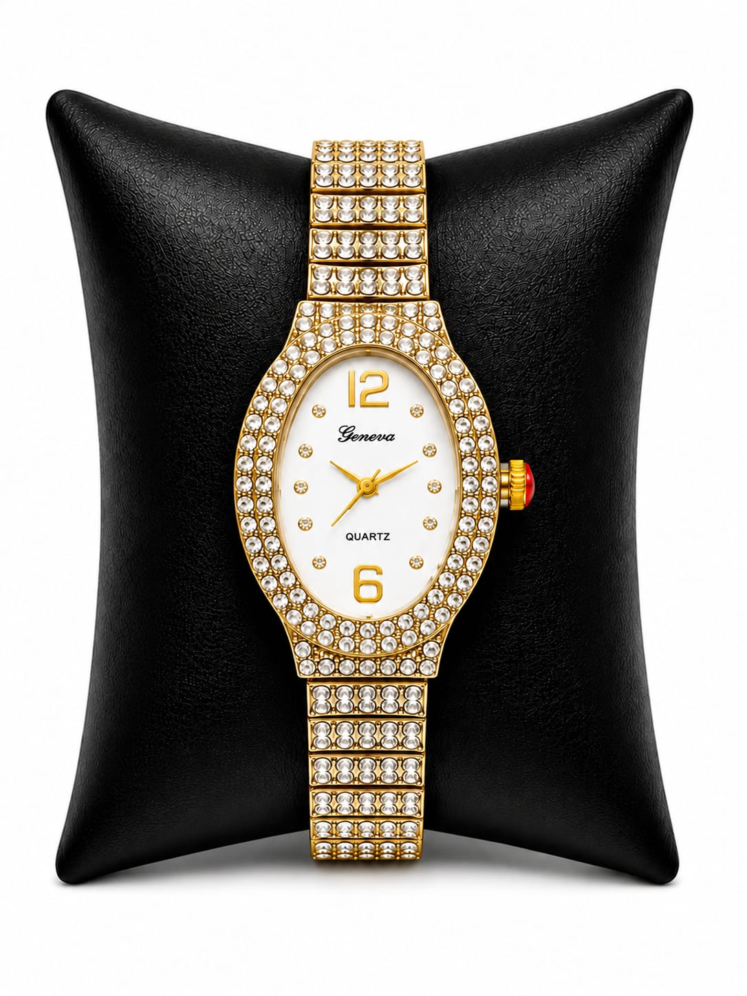 Geneva Luxury Crystal Oval Women's Quartz Watch Collection