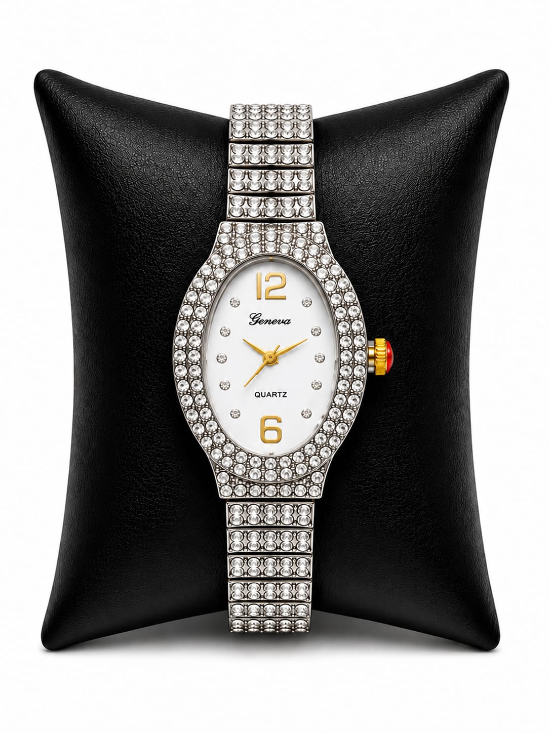 Geneva Luxury Crystal Oval Women's Quartz Watch Collection