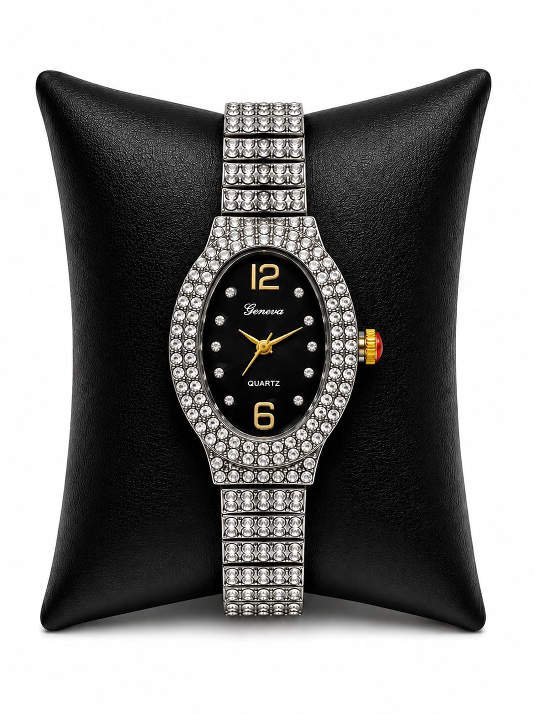 Geneva Luxury Crystal Oval Women's Quartz Watch Collection