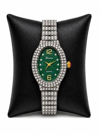Geneva Luxury Crystal Oval Women's Quartz Watch Collection