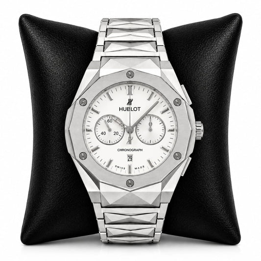 Hublot Style Luxury Chronograph Steel Watch